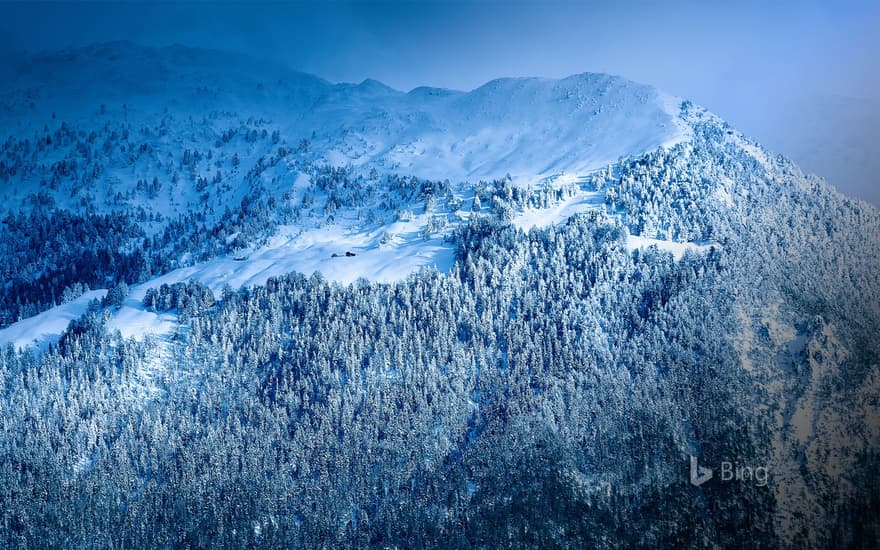 Panorama of the Alps under the snow, France