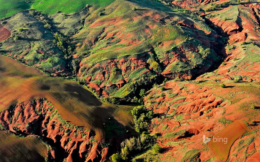 Aerial view of Rougier de Camarès, Aveyron, Midi-Pyrénées, France