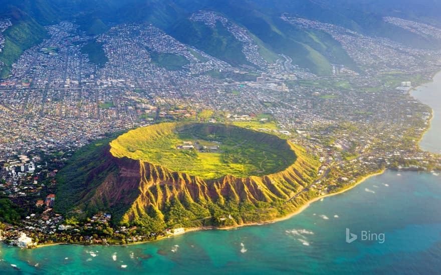 Aerial view of Diamond Head, Oahu, Hawaii