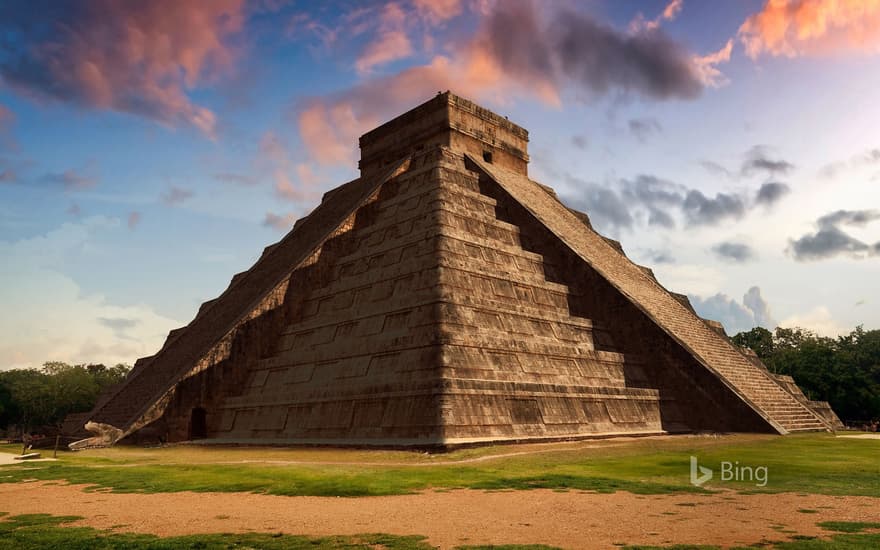 Equinox at the Temple of Kukulcan in Chichen Itza, Mexico