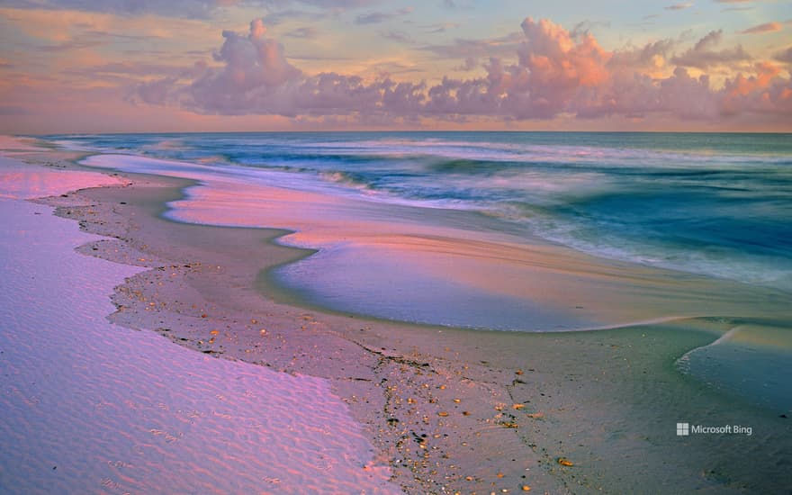 Beach at sunrise, Gulf Islands National Seashore, Florida, USA