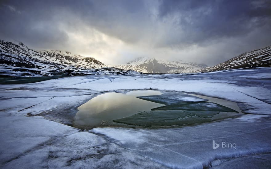 Ice on Mont Cenis Lake, France