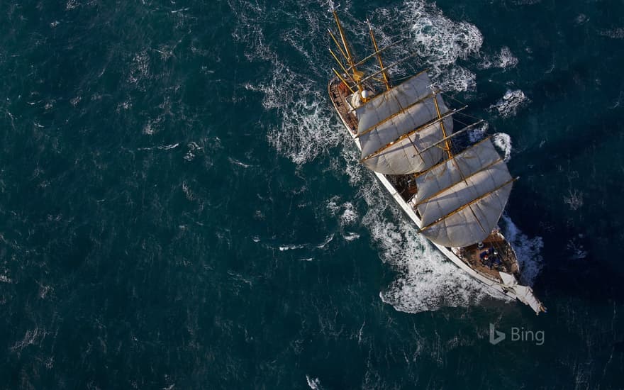 German navy tall ship Gorch Fock in waters close to Reykjavík, Iceland