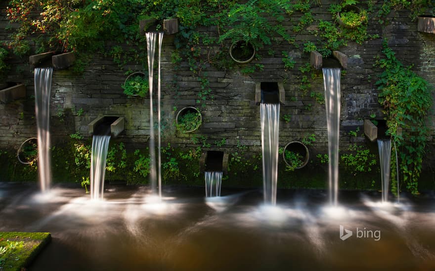 Fountains in the park Planten un Blomen, Hamburg, Germany