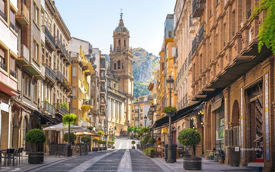 Bernabé Soriano Street and Jaén Cathedral, Spain