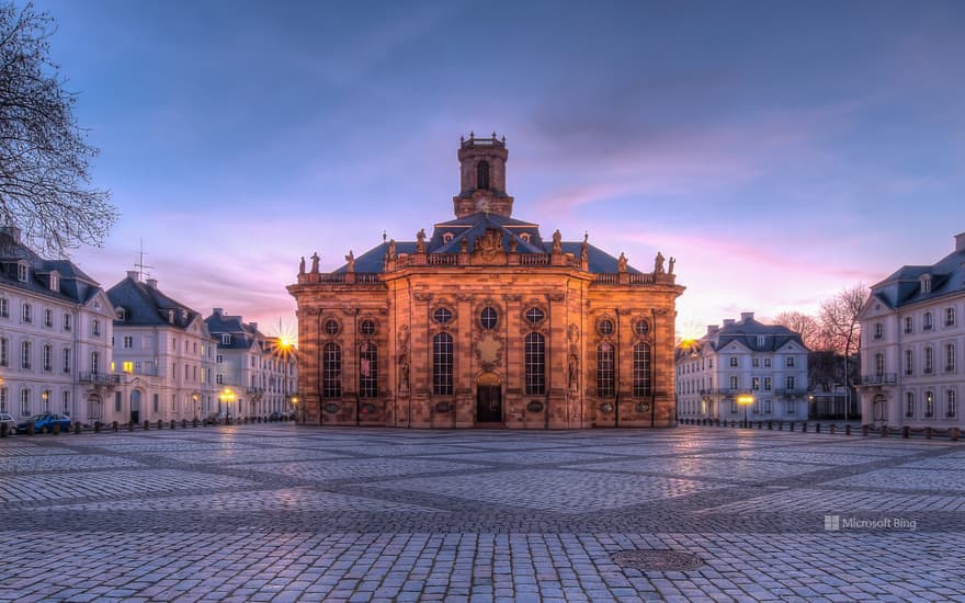 Ludwigskirche at dusk, Saarbrucken, Saarland