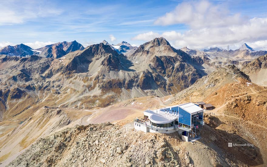 Cable car station on Piz Nair mountain, Graubünden, Switzerland
