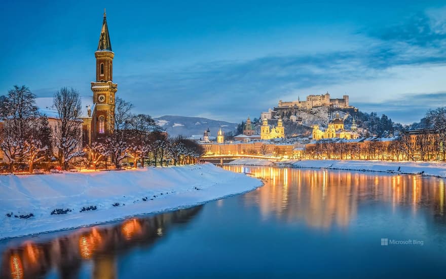 Salzburg with Salzach river, Austria