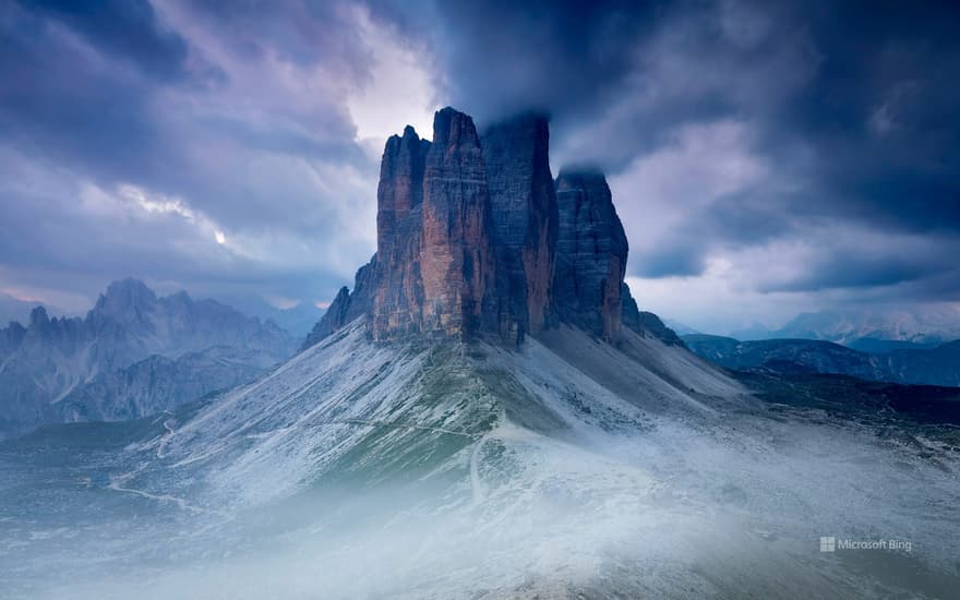 Tre Cime di Lavaredo as seen from the Lavaredo fork, Sexten Dolomites, Italy