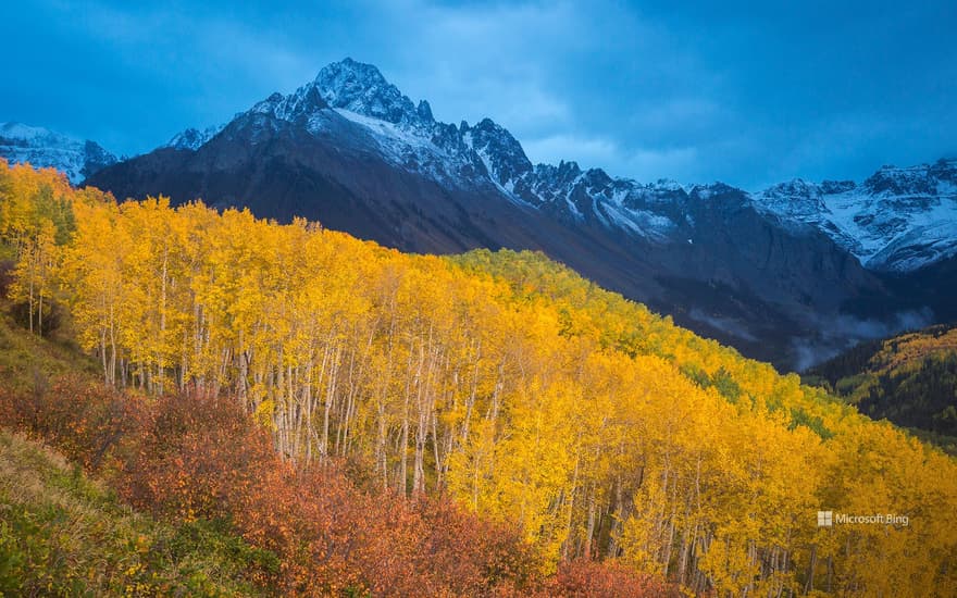Autumn colours below Mount Sneffels near Ridgway, Colorado, United States